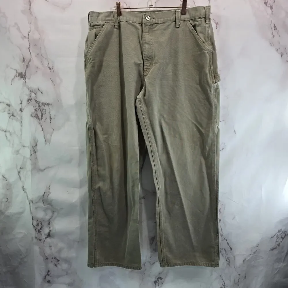 Carhartt Pants Mens 38 X 32 Tan Brown Khaki Dungaree Fit Classic Loose Cotton